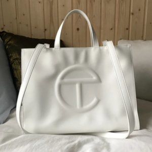 Telfar White large shopping bag tote Vegan Leather